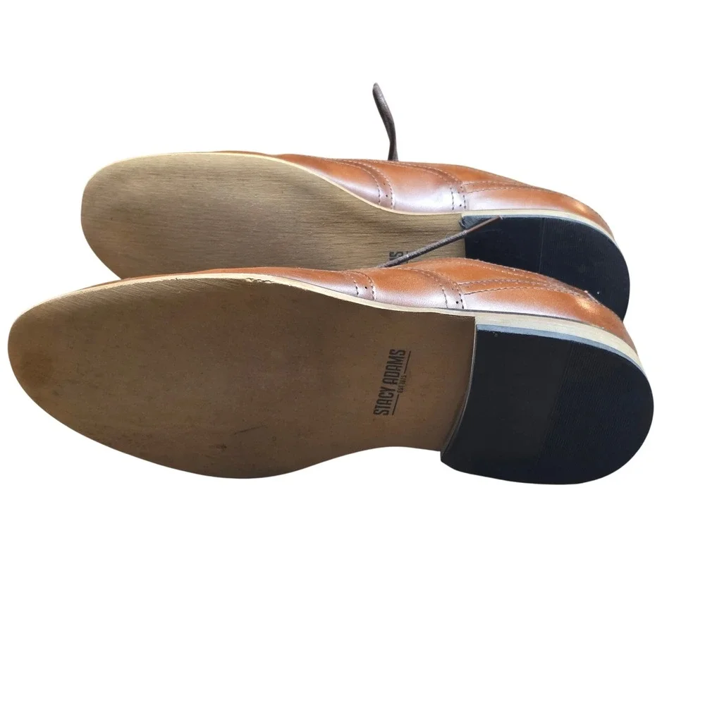 Stacy Adams Boys 5M Wingtip Oxford Dress Shoes Cognac Brown Brogue Lace Up
